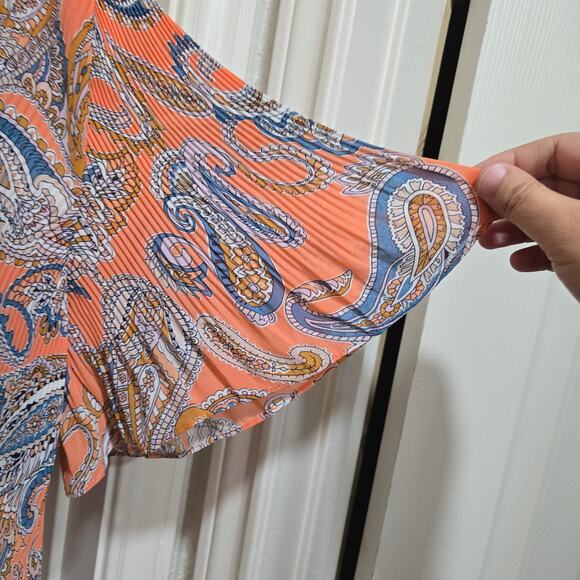 Boden Paisley Print Pleated Top Flutter Sleeve Plus 20/22 - Picture 6 of 7